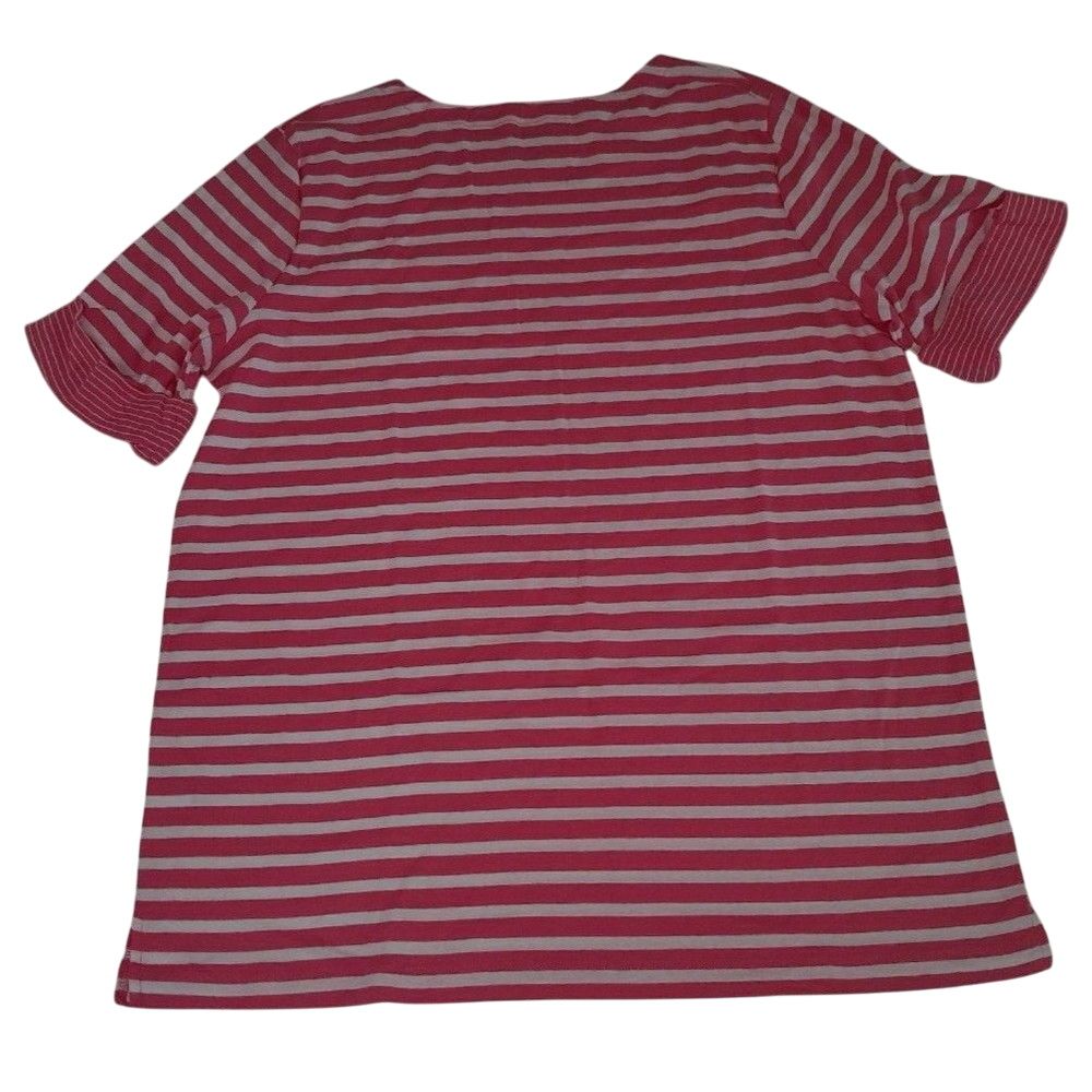 White Stag Extra Large Woman's Pink White Striped Scoop Neck Cuffed Short Sleeve — image 2 of 8